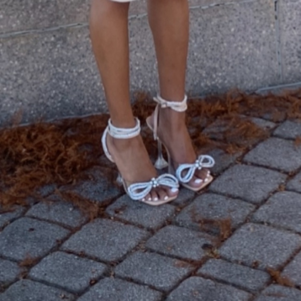 Public Desire Diamond Bow Tie-Up Cinderella Glass Heels